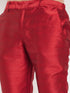 Vastramay Men's Beige Silk Blend Kurta and Maroon Pant Style Pyjama Set